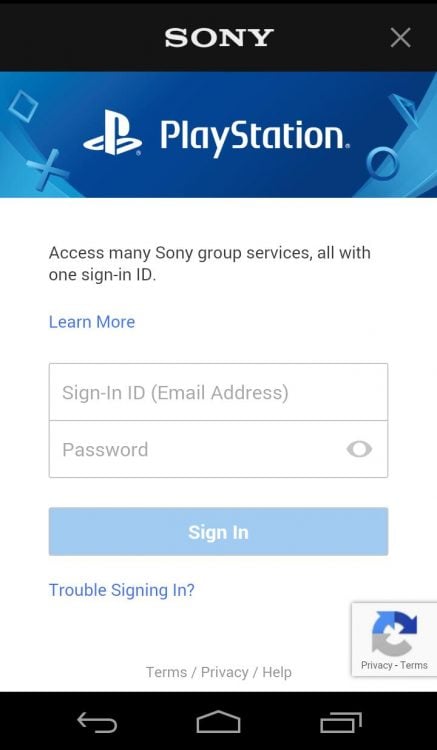 Playstation app как войти