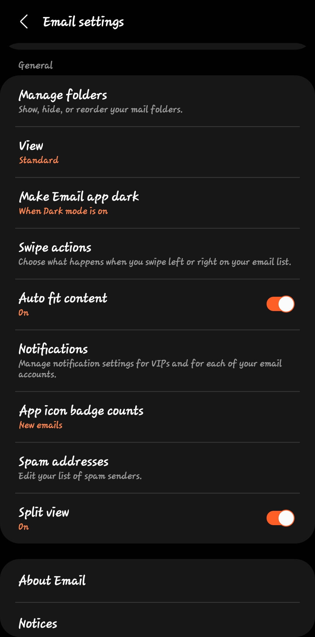 samsung galaxy email app